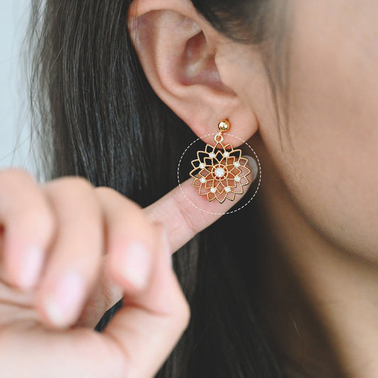 4pcs CZ Pave Gold Filigree Flower Charms, Hollow Flower Pendants, 18K Gold plated Brass(GB-2665)