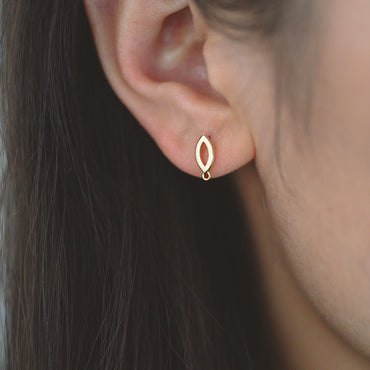 10pcs Gold Oval Ear Posts, Oval Stud Earrings, Jewelry Making, Diy Material, Jewelry Supplies (GB-2805)