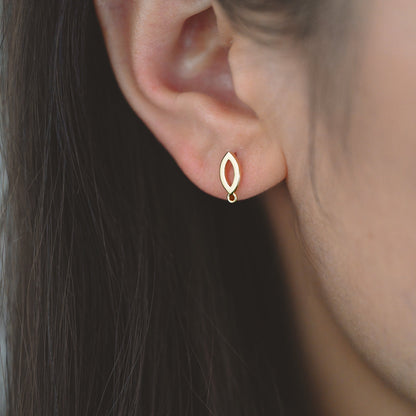 10pcs Gold Oval Ear Posts, Oval Stud Earrings, Jewelry Making, Diy Material, Jewelry Supplies (GB-2805)