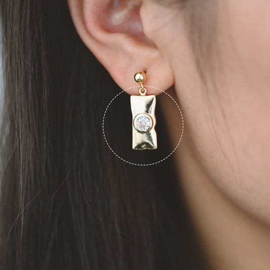 4pcs CZ Pave Gold Rectangle Charms, 18K Gold plated Brass Pendant (GB-2893)