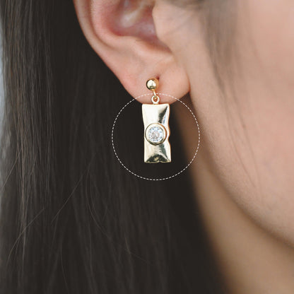 4pcs CZ Pave Gold Rectangle Charms, 18K Gold plated Brass Pendant (GB-2893)