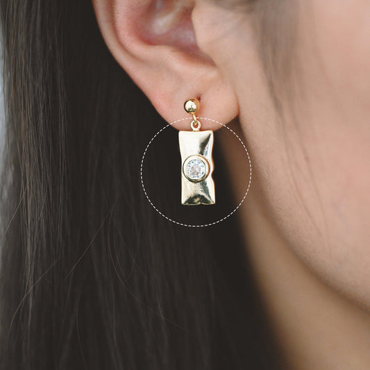 4pcs CZ Pave Gold Rectangle Charms, 18K Gold plated Brass Pendant (GB-2893)