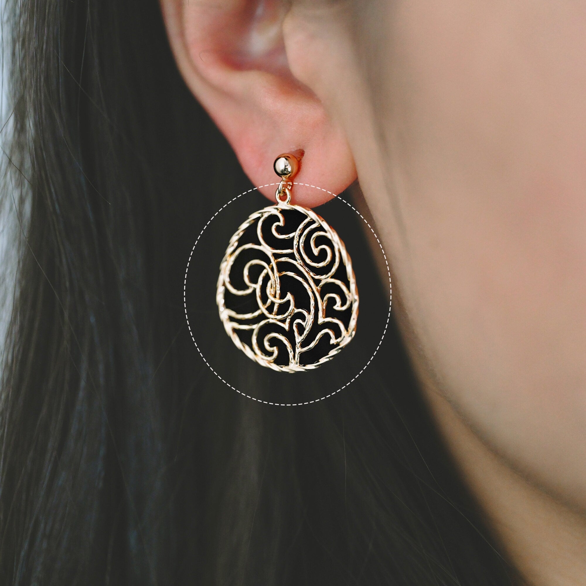 10pcs Gold Wave Teardrop Charms 30x25mm, 18K Gold plated Brass, Filigree Drop Pendants (GB-3101)