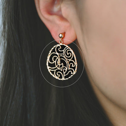 10pcs Gold Wave Teardrop Charms 30x25mm, 18K Gold plated Brass, Filigree Drop Pendants (GB-3101)