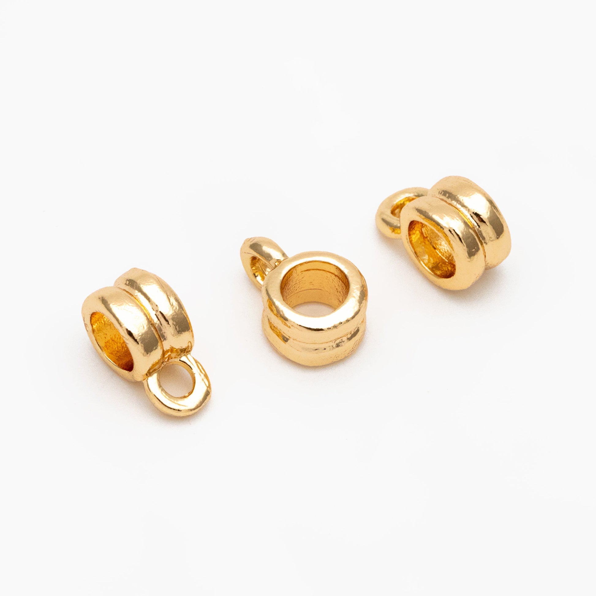 10pcs Gold/ Silver Bail Beads, Bail Charm Holder Spacer with Loop, Tube Bails, Cord Bails, Slider Bails, Spacer Ring (GB-1328-B)