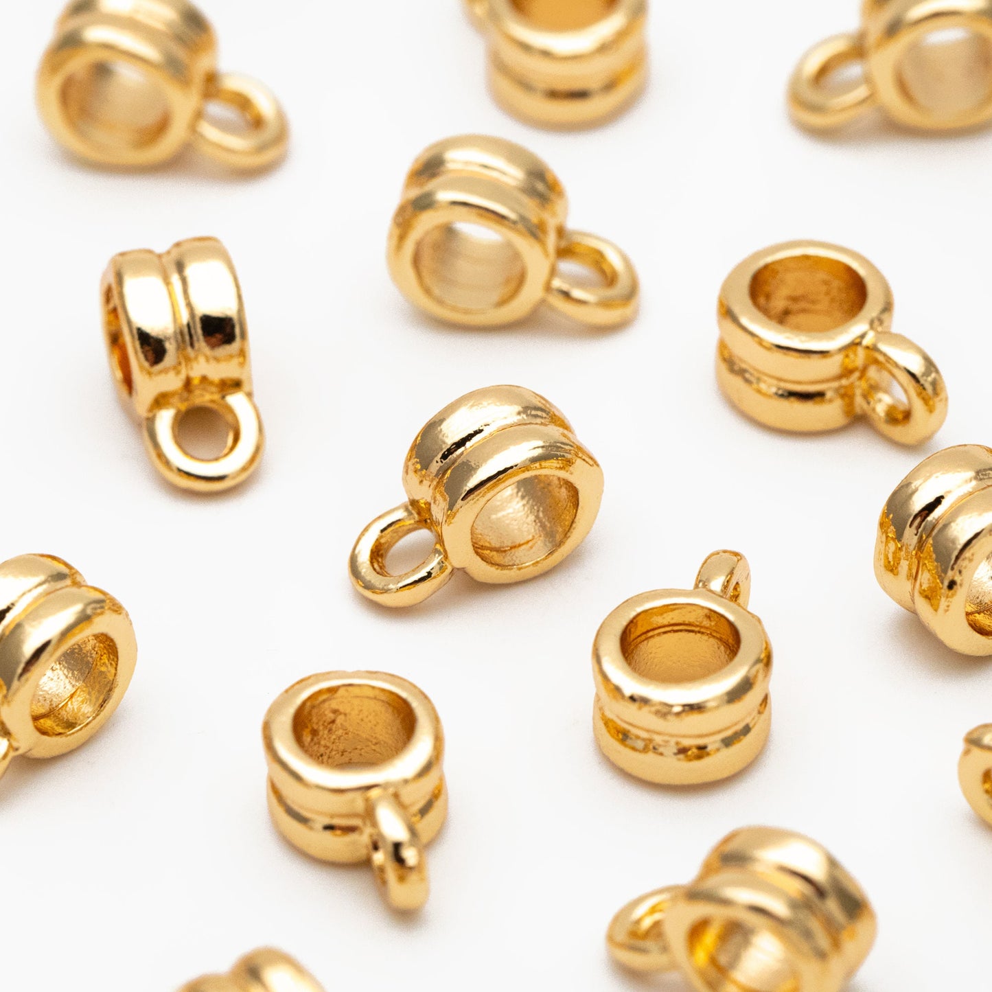 10pcs Gold/ Silver Bail Beads, Bail Charm Holder Spacer with Loop, Tube Bails, Cord Bails, Slider Bails, Spacer Ring (GB-1328-B)