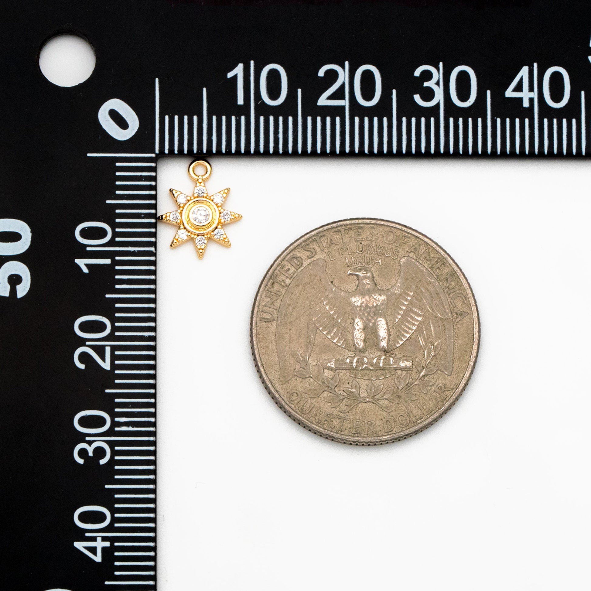 10pcs CZ Pave Gold Sun Charms, Sun Pendants, Jewelry Making, Diy Material, Jewelry Supplies (GB-1658-E)