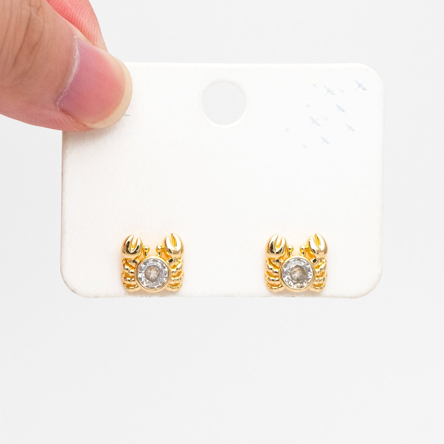 10pcs CZ Pave Gold Crab Earrings, Dianty Crab Stud Earrings, Jewelry Supplies (GB-4038)