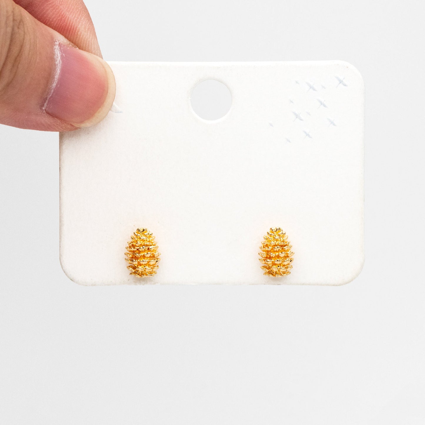 10pcs Gold Pine Cone Earrings 9x7mm, Gold Plated Brass Minimalist Stud Earrings (GB-4040)