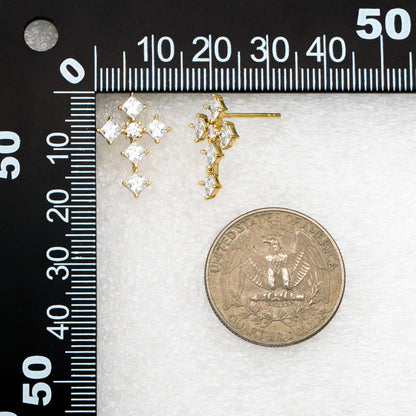 4pcs CZ Pave Gold Cross Earrings, 14K Gold Plated Brass Dainty Cross Stud Earring (#GB-3969)