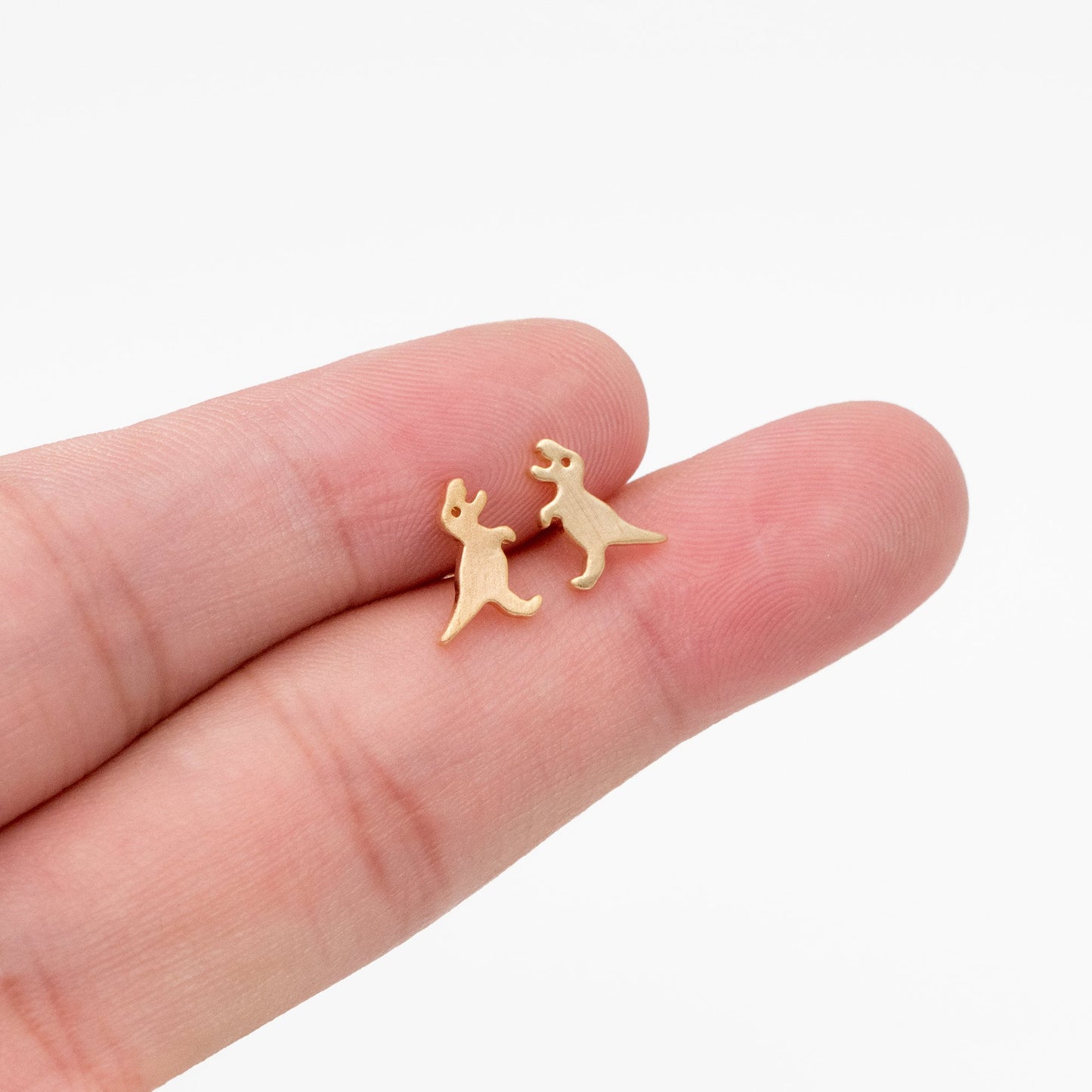 10pcs Gold/ Silver Brushed Dinosaur Earrings 8x9mm, Tiny Stud Earrings (GB-4082)