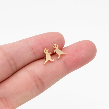 10pcs Gold/ Silver Brushed Dinosaur Earrings 8x9mm, Tiny Stud Earrings (GB-4082)
