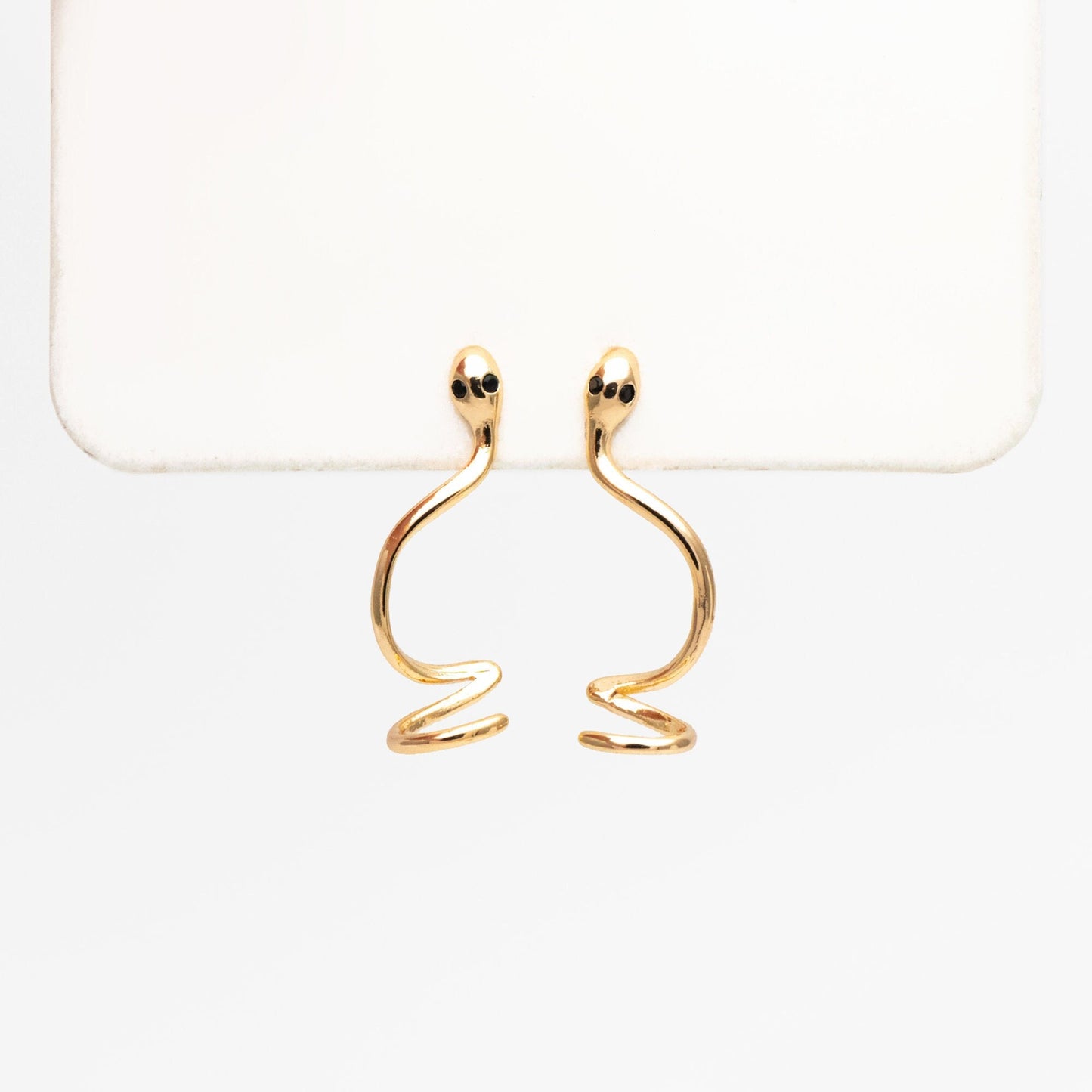 4pcs CZ Pave Gold Snake Earrings, Stud Serpent Climber, Gold Plated Brass Animal Stud Earrings (GB-4088)