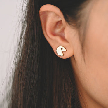 10pcs Gold Round Ear Posts 10x10mm, Gold Plated Brass Minimalist Stud Earrings (GB-3295)