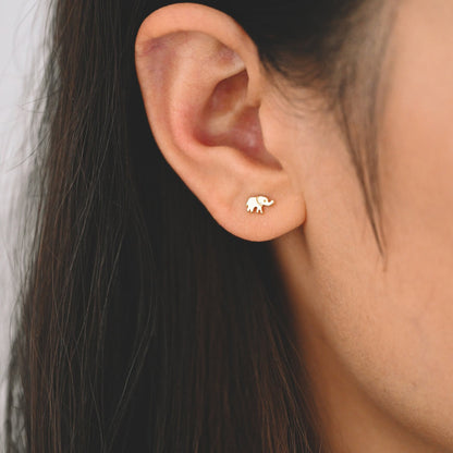 10pcs Gold Elephant Ear posts 4x7mm, Gold Plated Brass Minimalist Stud Earrings (GB-3306)