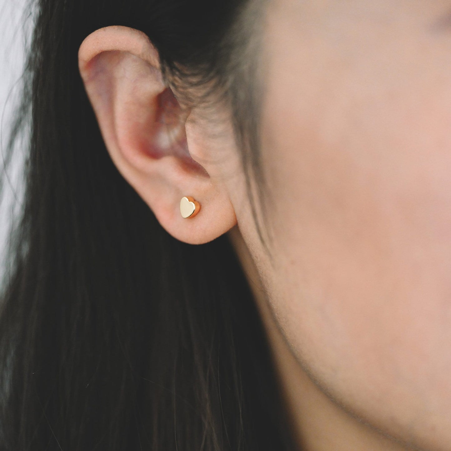 10pcs Gold/ Silver Heart Ear Posts 5mm, Real Gold/ Rhodium plated Brass, Geometric Earring Studs (GB-3324)