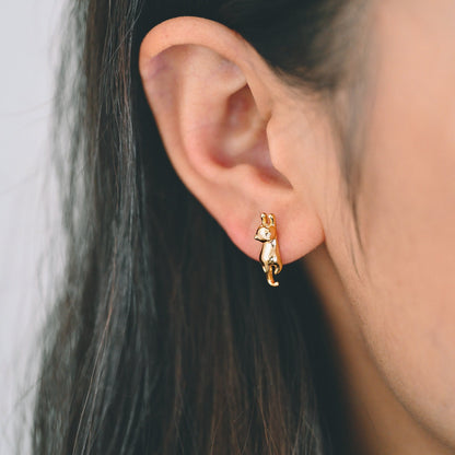 10pcs Gold/ Silver Cat Earrings 16x5mm, Gold/ Rhodium Plated Brass Animal Stud Earrings (GB-4056)