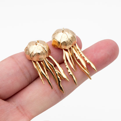 4pcs Gold/ Silver Jellyfish Pendants, 18K Gold/ Rhodium plated Brass Ocean Charms, DIY Supplies Wholesale (GB-4043)