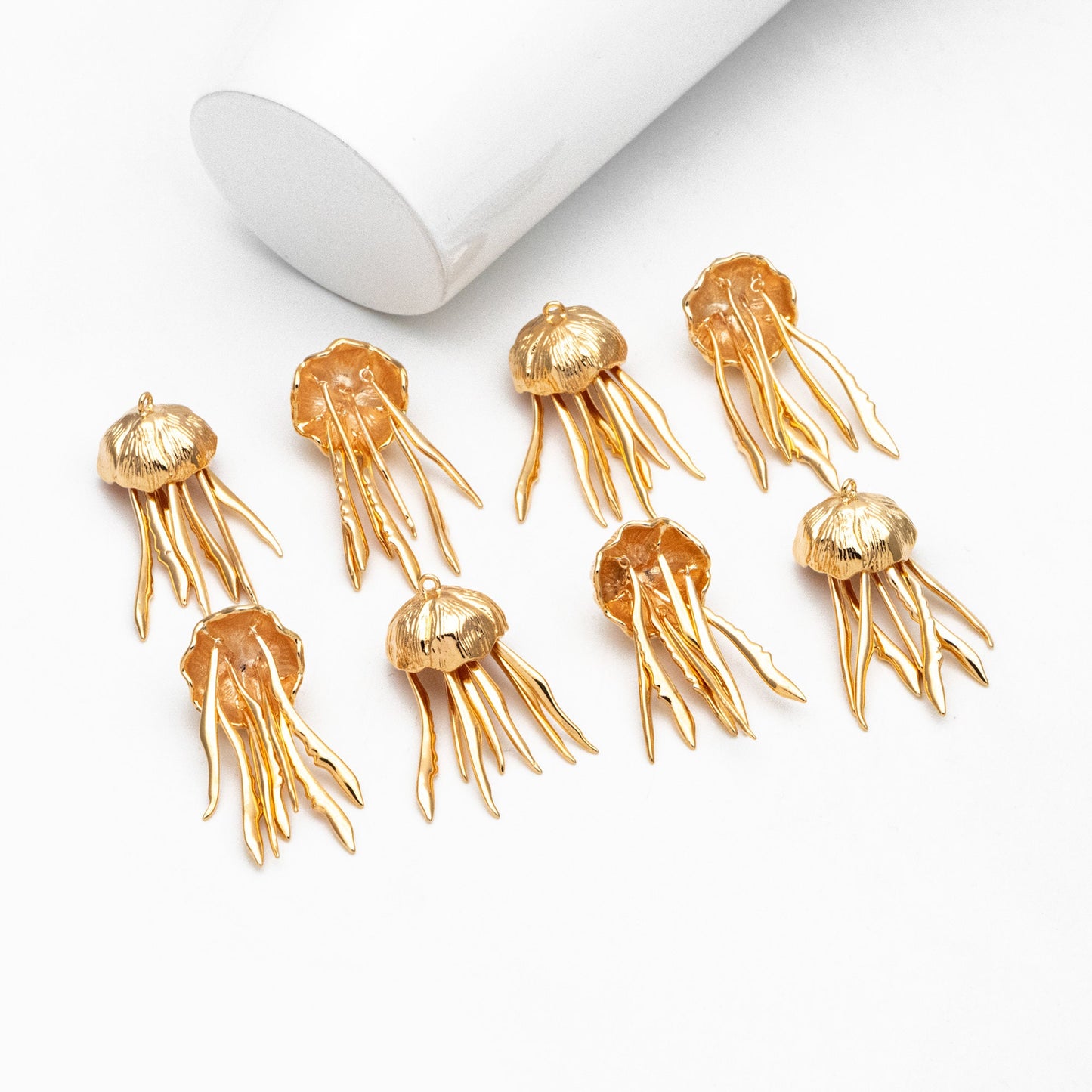 4pcs Gold/ Silver Jellyfish Pendants, 18K Gold/ Rhodium plated Brass Ocean Charms, DIY Supplies Wholesale (GB-4043)