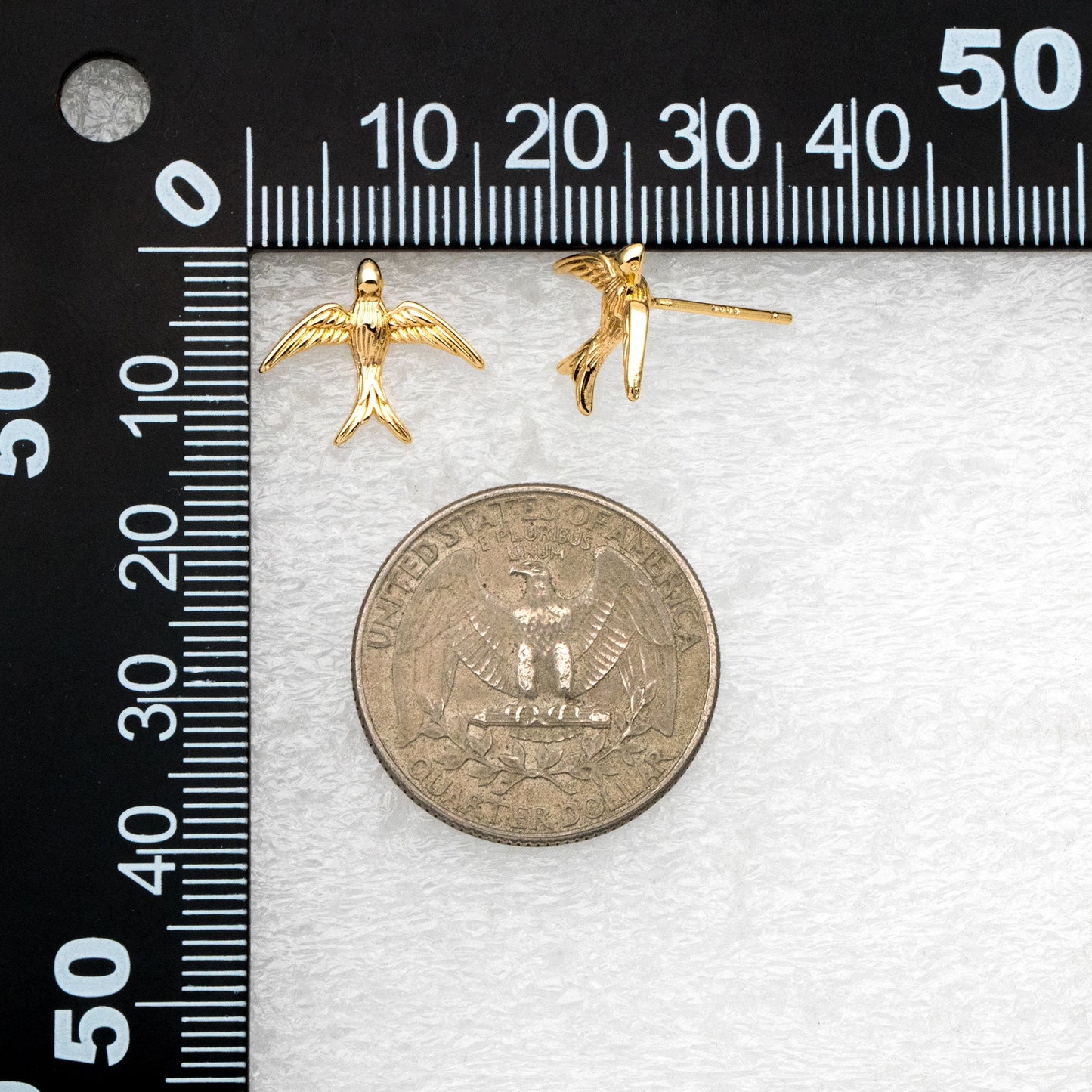 10pcs Gold/ Silver Swallow Earrings 12x15mm, Gold/ Rhodium Plated Brass Bird Stud Earrings (GB-4044)