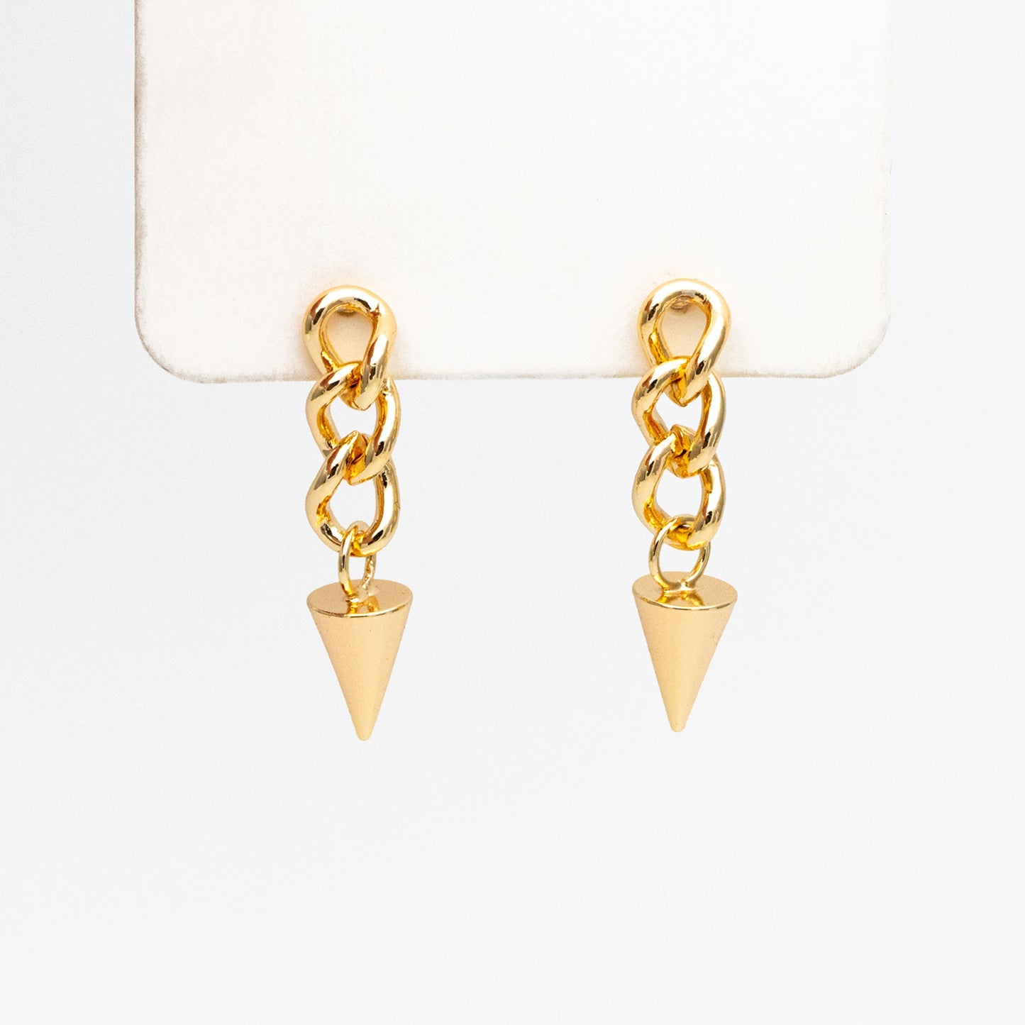 4pcs Gold Cone Chain Earrings, Gold Plated Brass Drop Earrings, Long Dangle Earring (GB-4045)