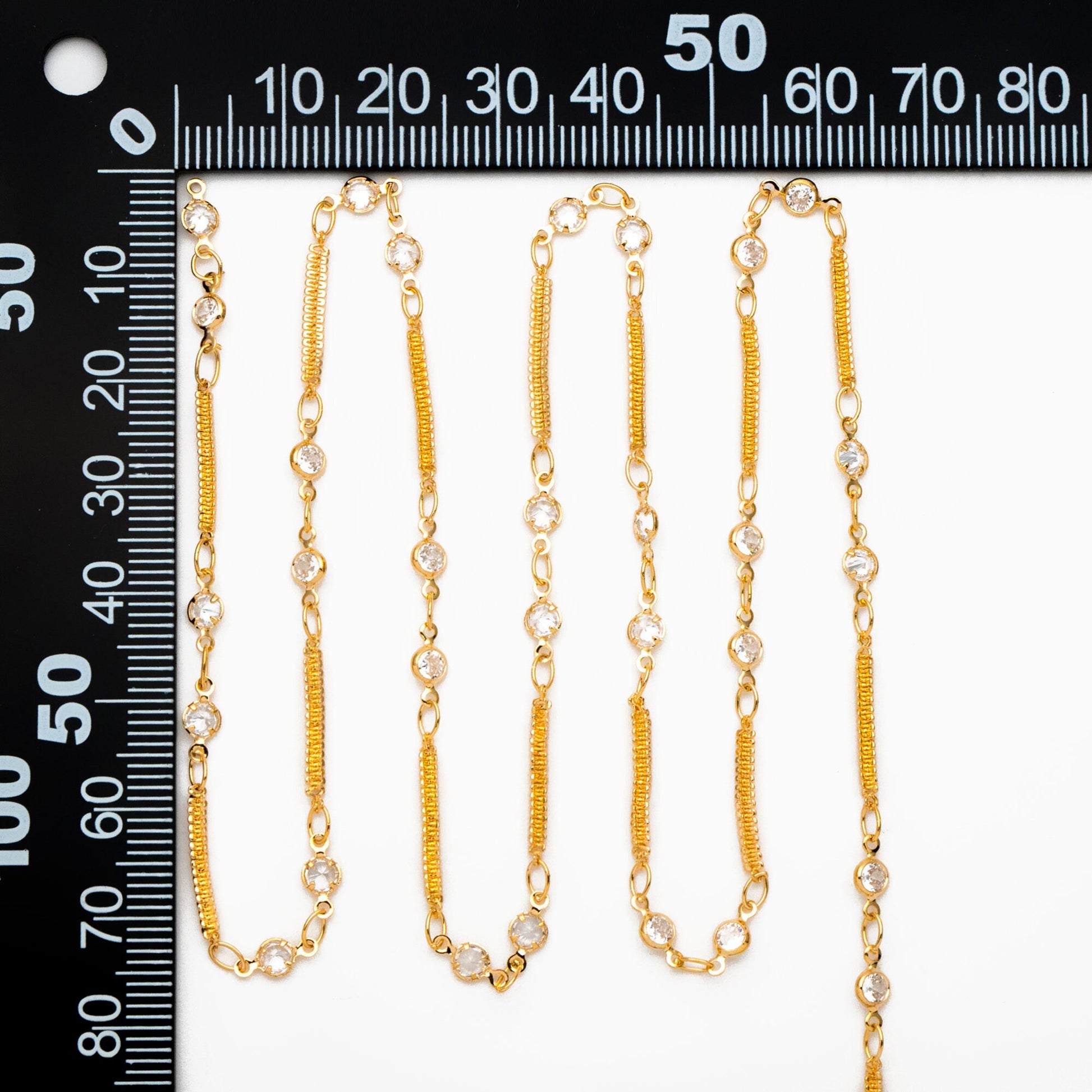 CZ Paved Gold Circle Bezel Connector Specialty Chains 2mm, 18K Gold plated Brass, DIY Necklace Chain Wholesale (#LK-593)/ 1 Meter=3.3 ft