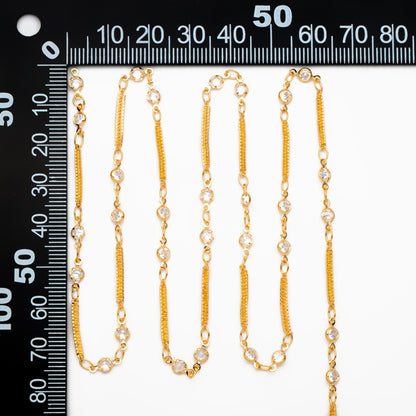 CZ Paved Gold Circle Bezel Connector Specialty Chains 2mm, 18K Gold plated Brass, DIY Necklace Chain Wholesale (#LK-593)/ 1 Meter=3.3 ft