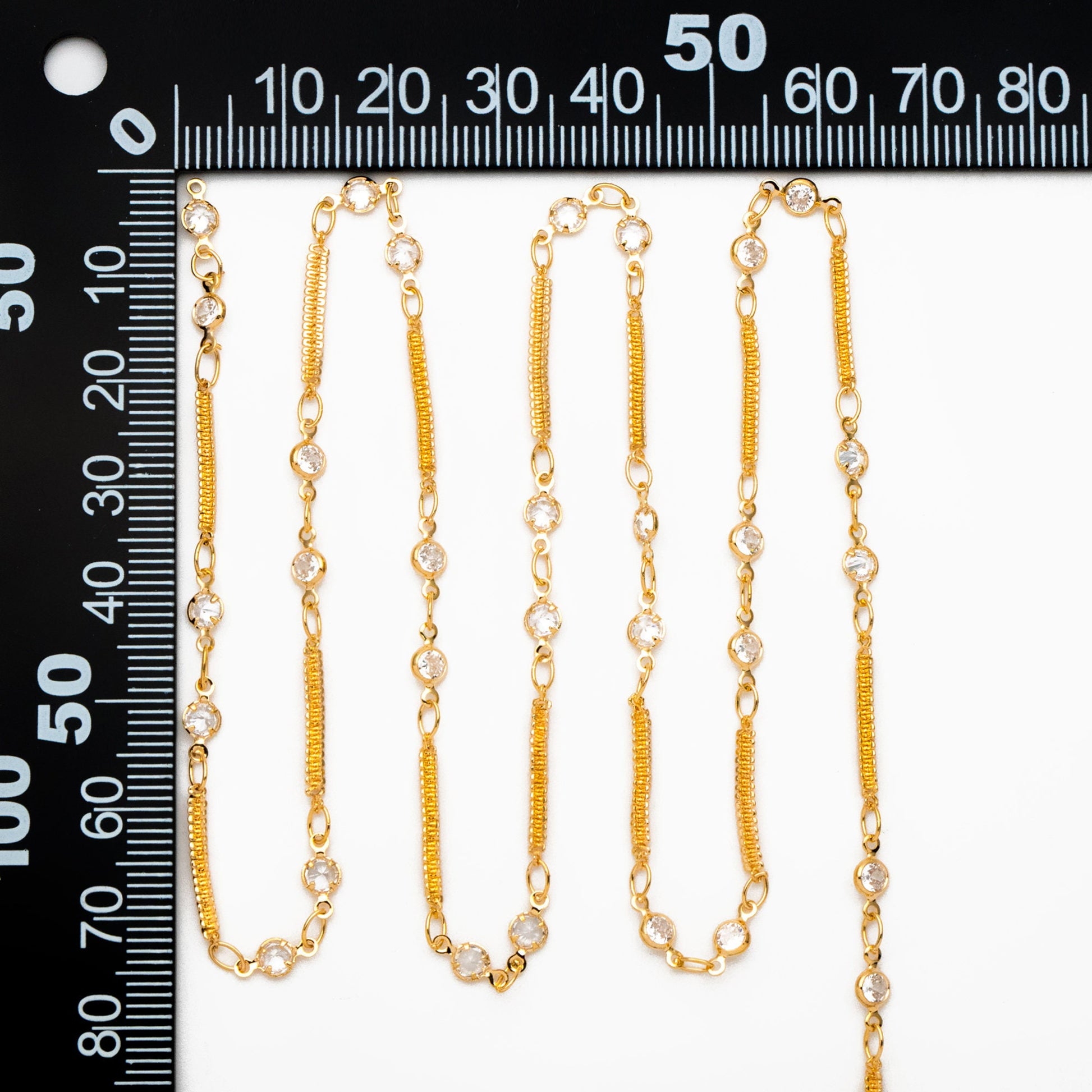 CZ Paved Gold Circle Bezel Connector Specialty Chains 2mm, 18K Gold plated Brass, DIY Necklace Chain Wholesale (#LK-593)/ 1 Meter=3.3 ft