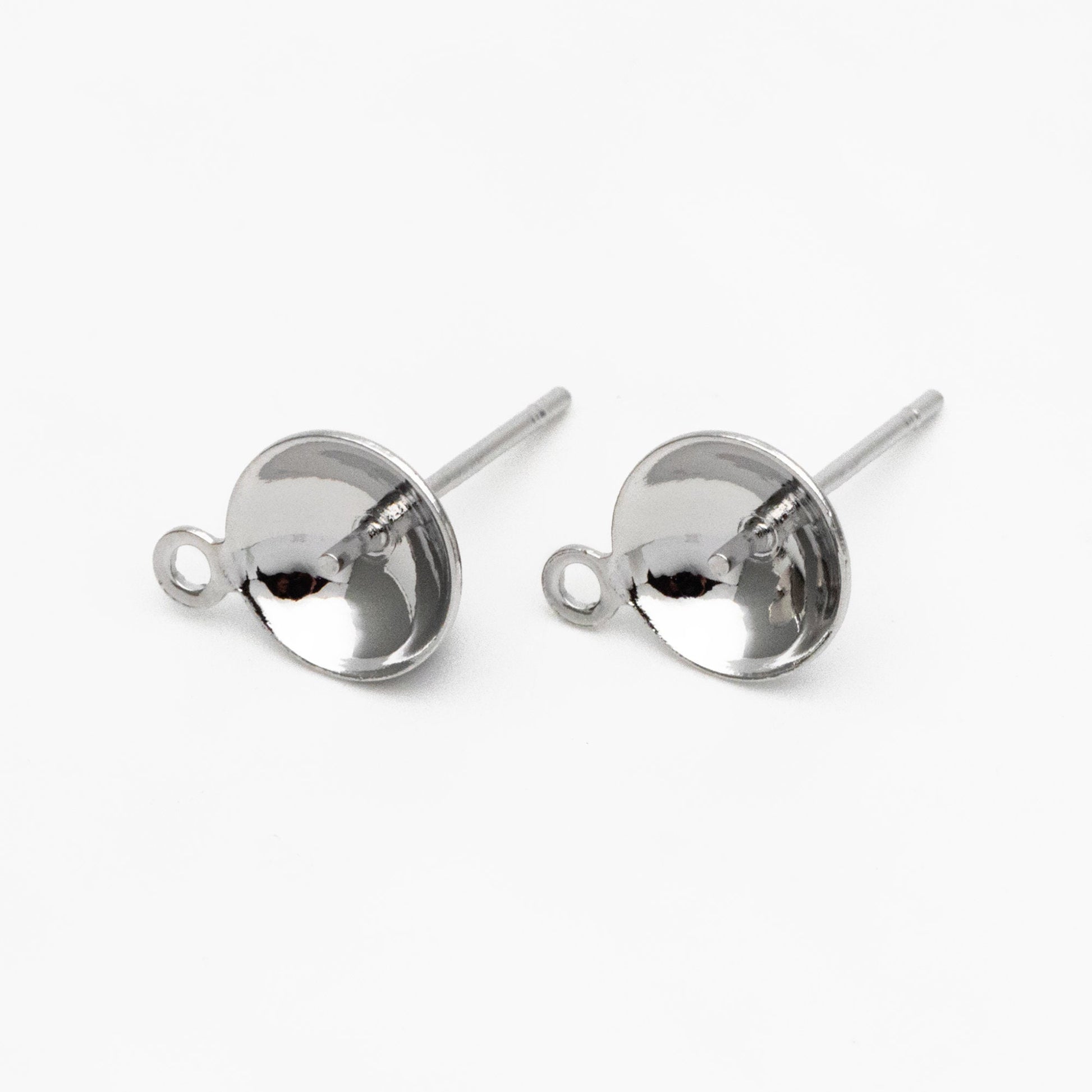 20pcs Gold/ Sliver/ Rose Gold Ear Posts with Cup, Stud Earrings for Pearls, 3/ 4/ 5/ 6/ 8mm Peg Earring Findings Wholesale (GB-2060)