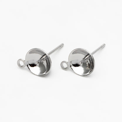 20pcs Gold/ Sliver/ Rose Gold Ear Posts with Cup, Stud Earrings for Pearls, 3/ 4/ 5/ 6/ 8mm Peg Earring Findings Wholesale (GB-2060)