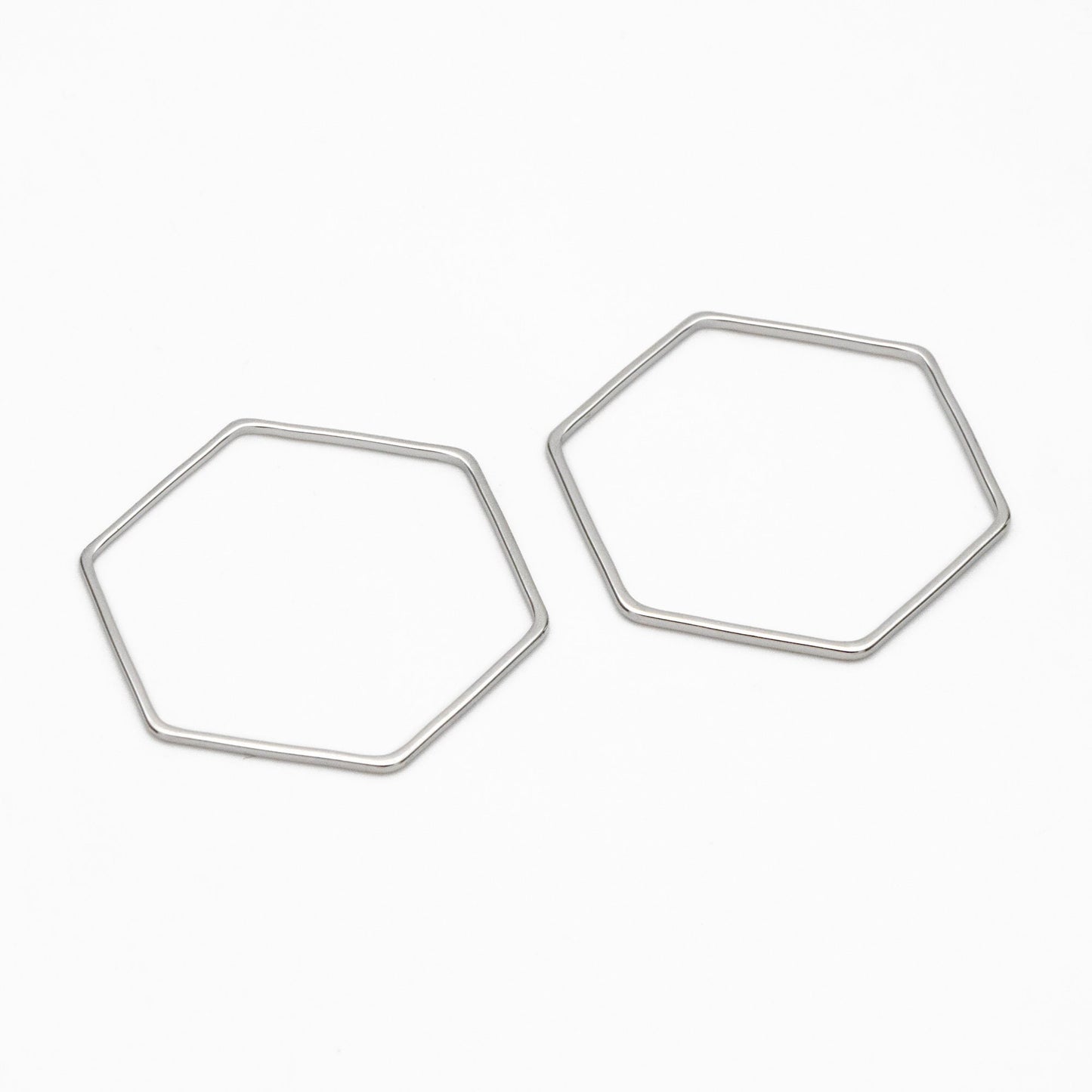 10pcs Gold/ Sliver Hexagon Wire Charms, 18K Gold/ Rhodium plated Brass, Geometric Hoop Pendants (GB-4091)