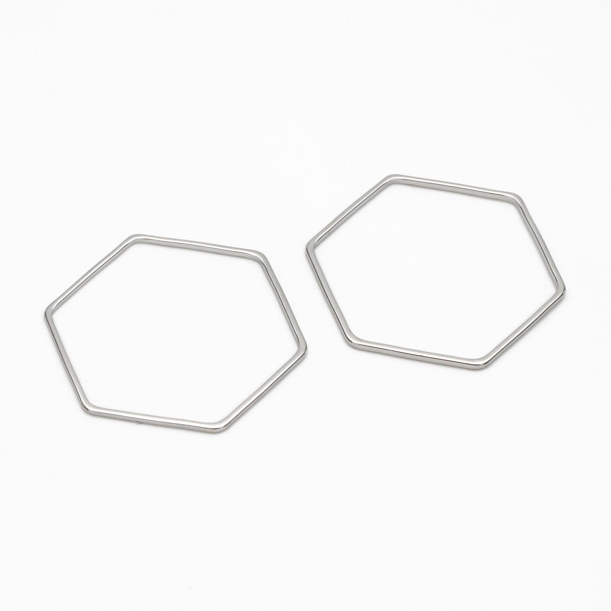 10pcs Gold/ Sliver Hexagon Wire Charms, 18K Gold/ Rhodium plated Brass, Geometric Hoop Pendants (GB-4091)