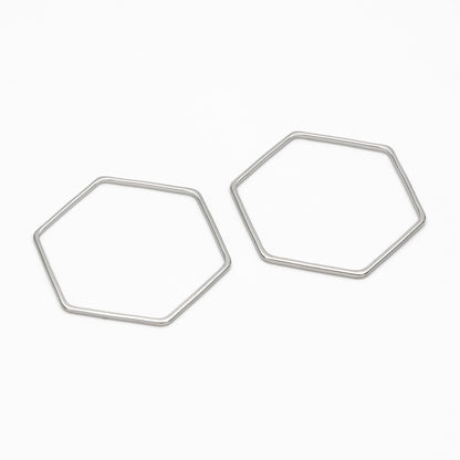 10pcs Gold/ Sliver Hexagon Wire Charms, 18K Gold/ Rhodium plated Brass, Geometric Hoop Pendants (GB-4091)