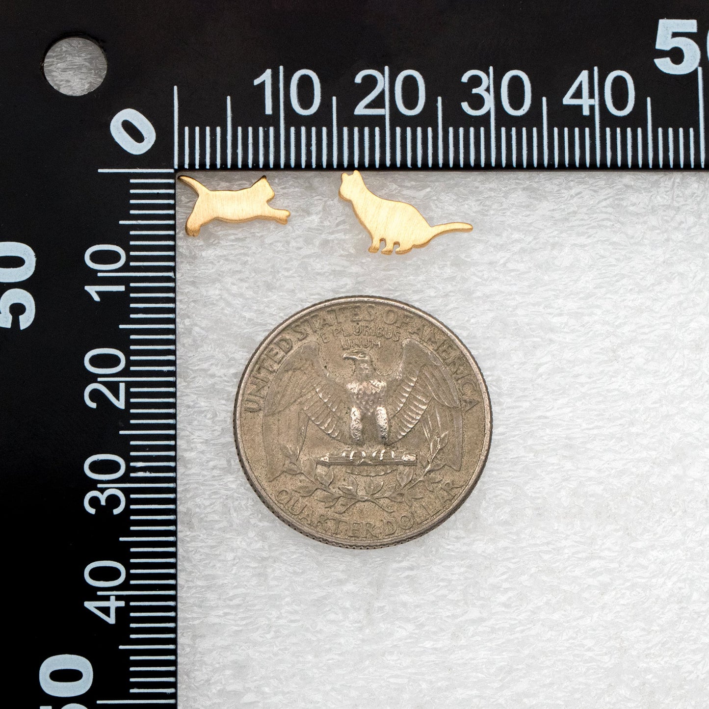 10pcs Gold/ Silver Cat Asymmetry Earrings, Gold/ Rhodium Plated Brass Minimalist Stud Earrings (GB-4094)