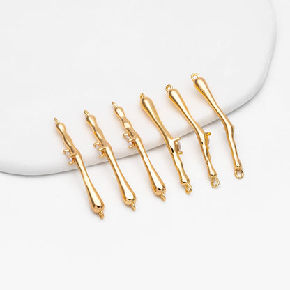 4pcs CZ Pave Bar Connector 27mm, Real Gold plated Brass, Cubic Zirconia Stick Charms (GB-4103)