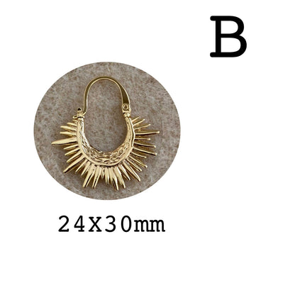 4pcs Gold/ Silver Sun Hoop Earrings, 18K Gold/ Rhodium plated Brass Sun Earrings, Earring Components (#GB-3716)
