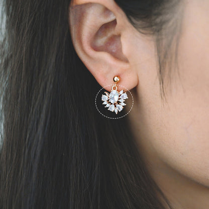 4pcs CZ Pave Gold Earring Charm, Cubic Drop Pendant, Cubic Charm, Bridal Earring, Wedding Jewelry, Wedding Earrings Charm (GB-3013)