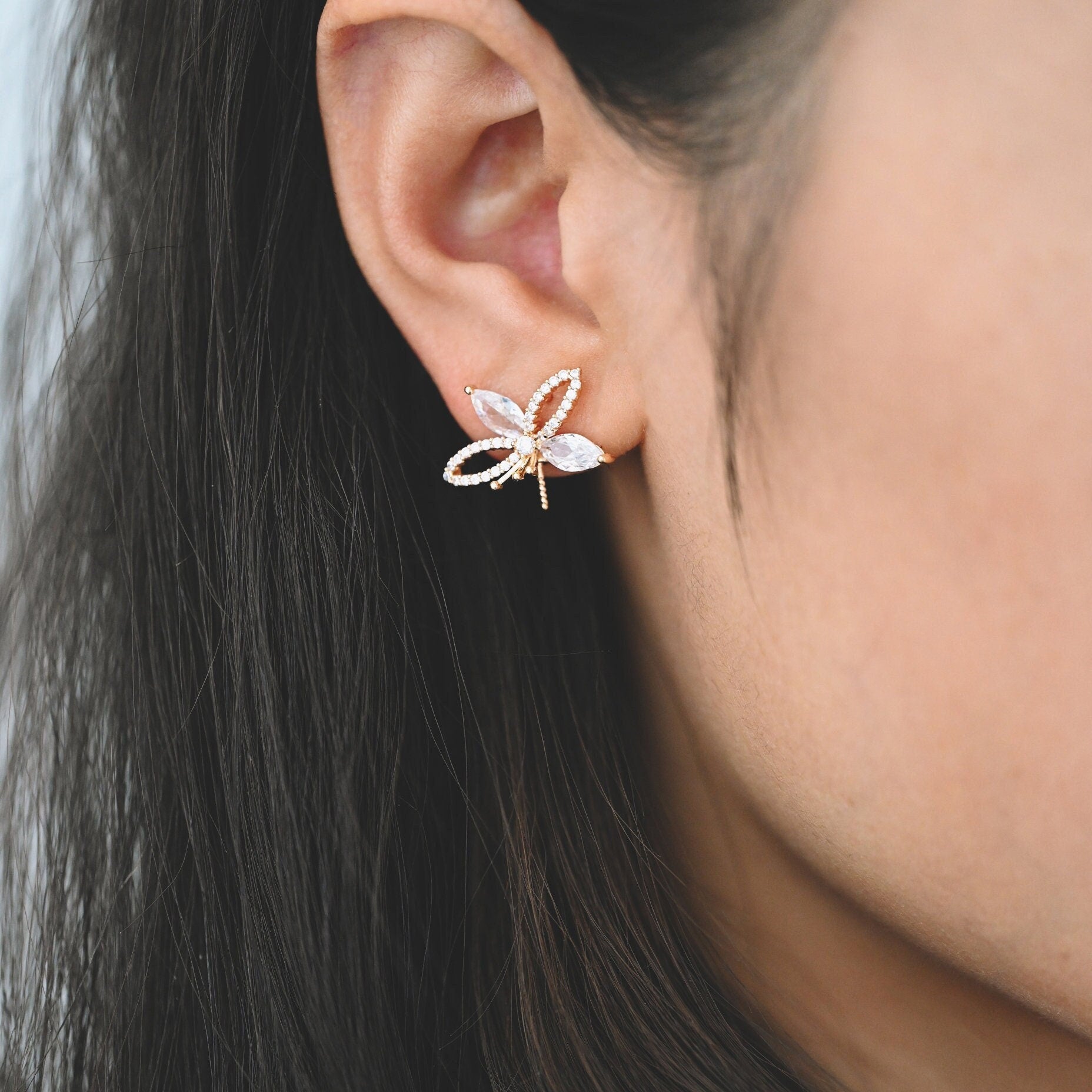 4pcs CZ Pave Gold Flower Ear Posts 15x19mm, Pearl Peg Earring Mounts, Foral Stud Earrings with Peg (GB-3083)