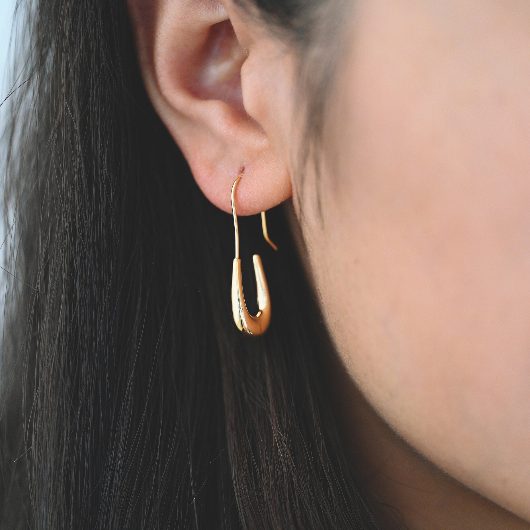 4pcs 14K Gold plated Brass Earring 32x12mm, Simple Earwires Earring Components (GB-3123)