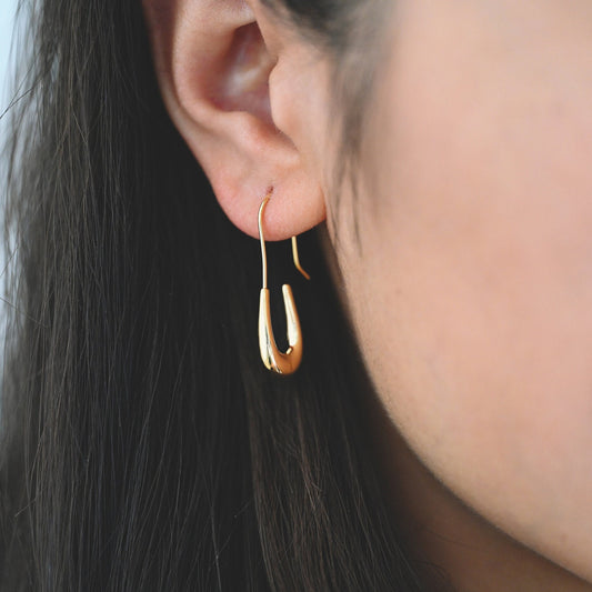 4pcs 14K Gold plated Brass Earring 32x12mm, Simple Earwires Earring Components (GB-3123)