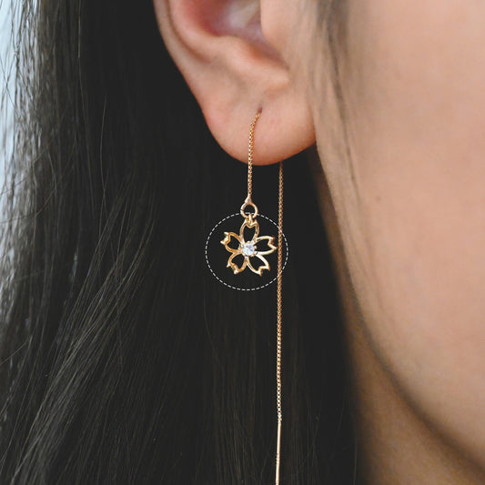 4pcs Gold CZ Flower Charms, 18K Gold plated Brass, Tiny Floral Pendants (GB-321-G)