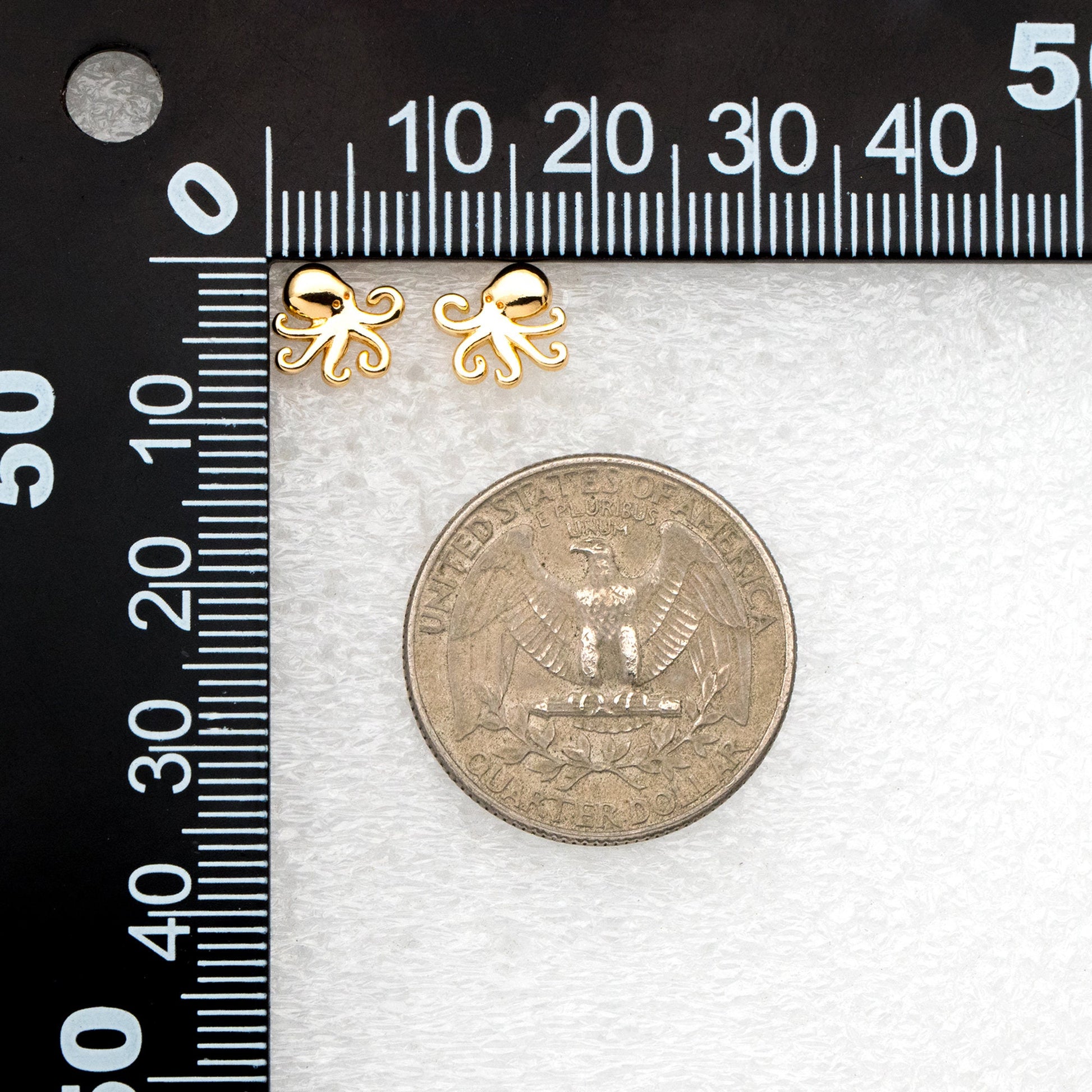 10pcs Gold/ Silver Octopus Earrings, Gold/ Rhodium plated Brass, Cute Ocean Stud Earrings (GB-4077)