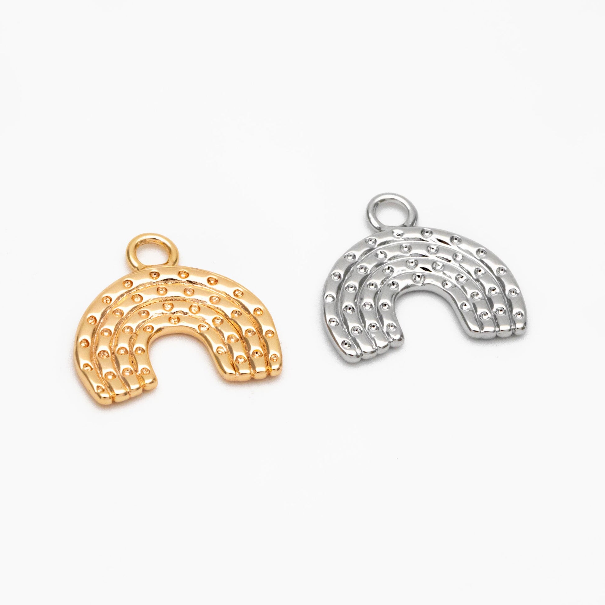 10pcs Gold/ Silver Rainbow Charms 14mm, 18K Gold/ Rhodium plated Brass Rainbow Pendants (GB-4118)