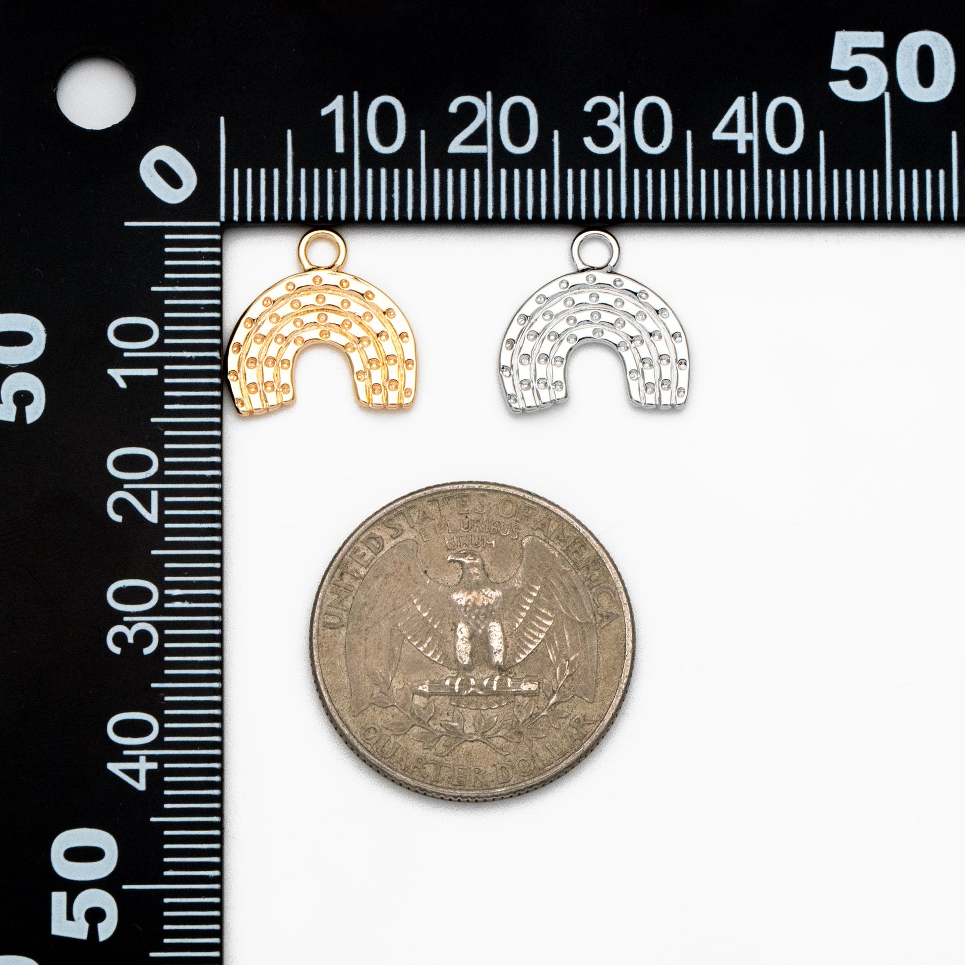 10pcs Gold/ Silver Rainbow Charms 14mm, 18K Gold/ Rhodium plated Brass Rainbow Pendants (GB-4118)