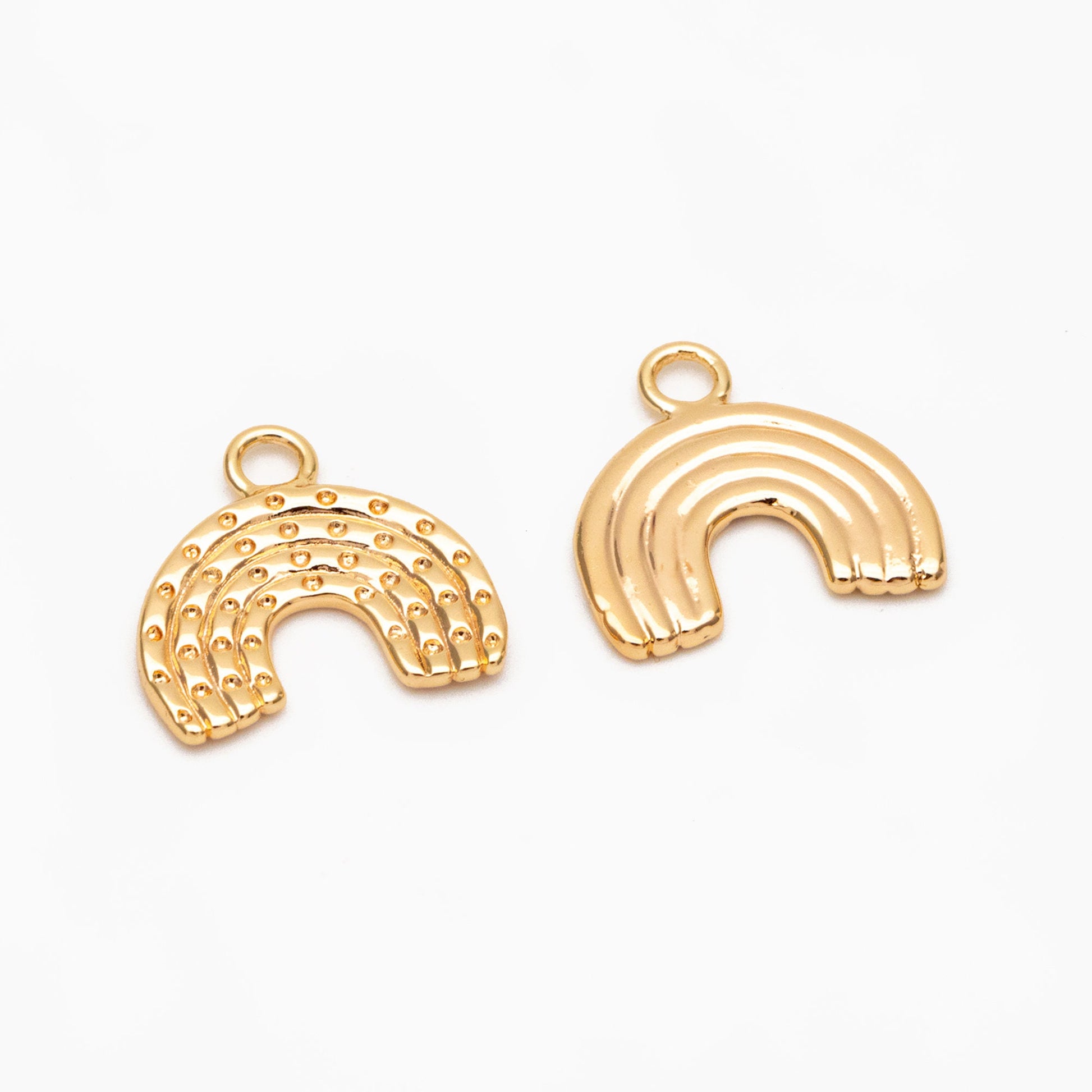 10pcs Gold/ Silver Rainbow Charms 14mm, 18K Gold/ Rhodium plated Brass Rainbow Pendants (GB-4118)