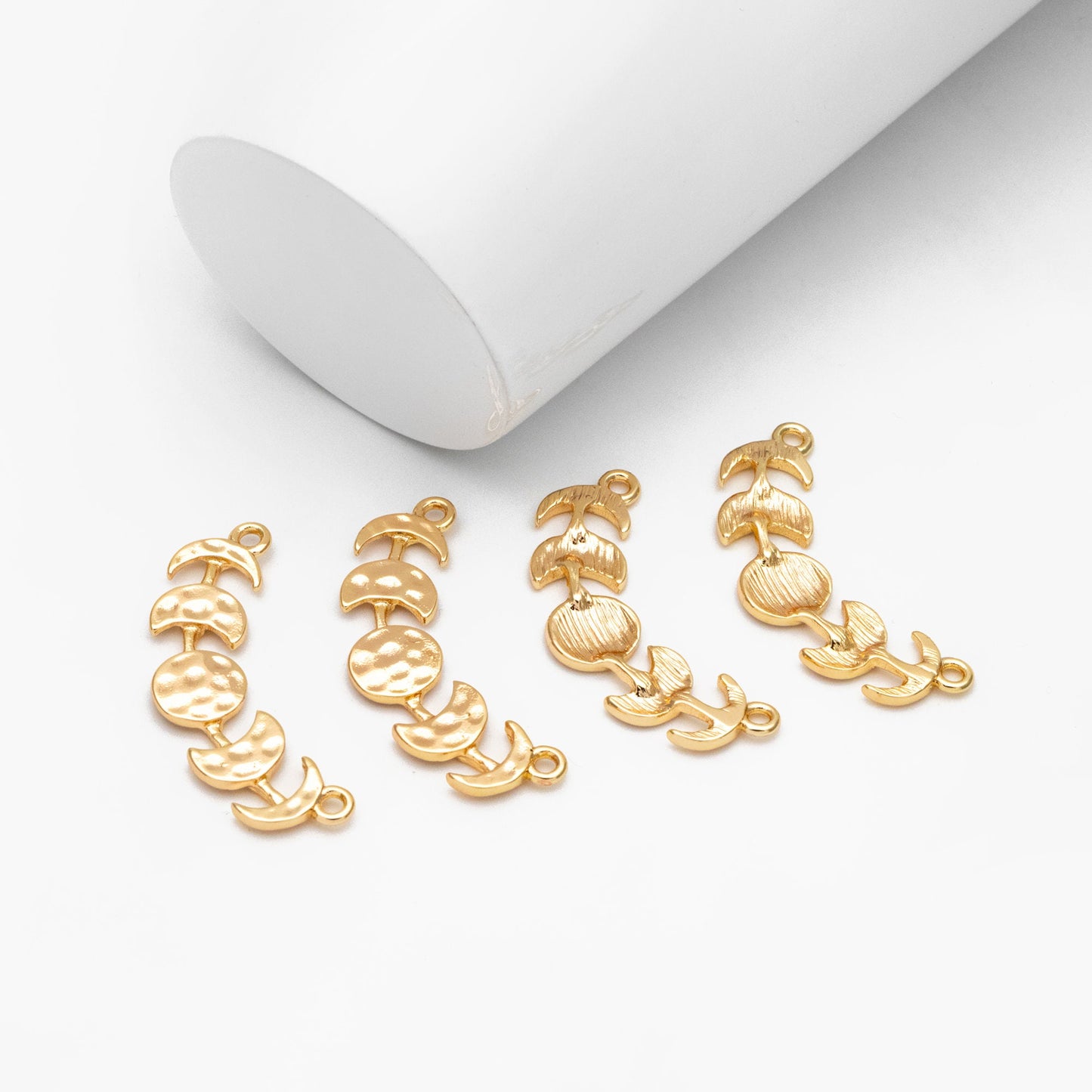 10pcs Gold/ Silver Moon Phases Bar Connectors 32mm, Real Gold/ Rhodium plated Brass Moon Charms (GB-4128)