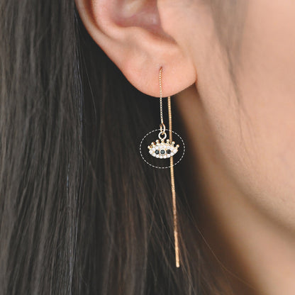 4pcs CZ Pave Black Evil Eye Charm, 10x8mm, Real Gold plated Brass Eye Charm (GB-1819-D)