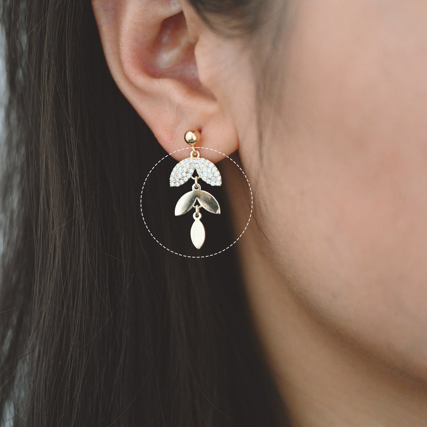 4pcs Gold CZ pave Dainty Leaf Charms, Leaf Pendants 24x13mm, Earring Charm, Necklace Pendant (GB-2926)