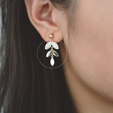 4pcs Gold CZ pave Dainty Leaf Charms, Leaf Pendants 24x13mm, Earring Charm, Necklace Pendant (GB-2926)