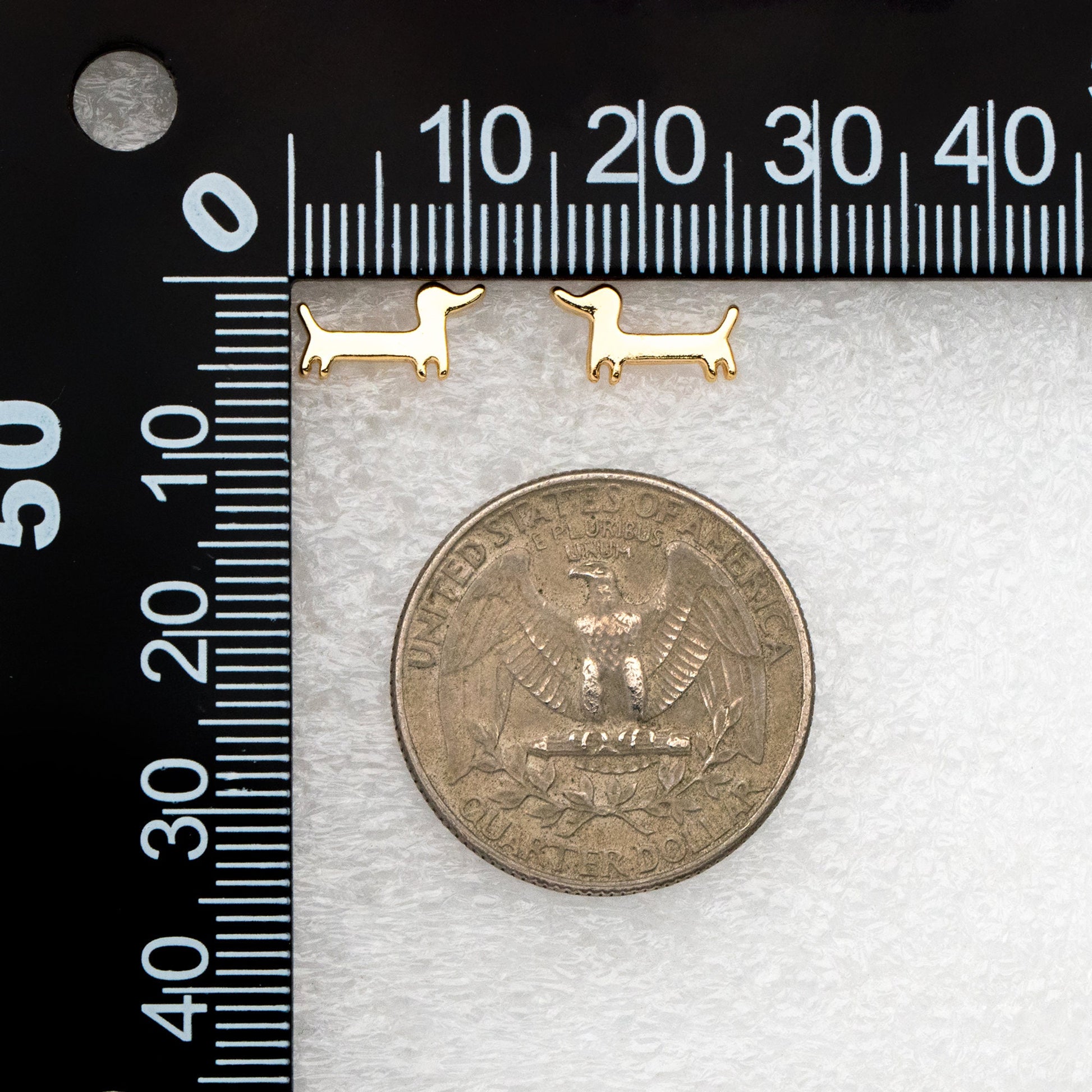 10pcs Gold Dachshund Earrings, Gold Plated Brass, Sausage Dog Stud Earrings (GB-4108)